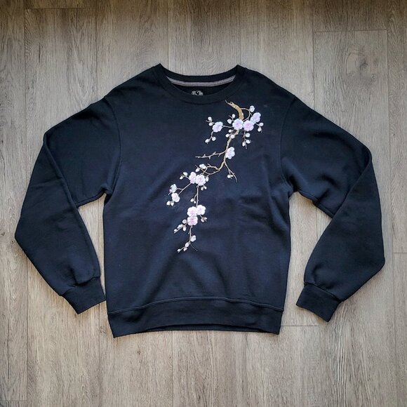 Black Fruit of the Loom Sweater Customized with Orchid Design, size S - Picture 3 of 8